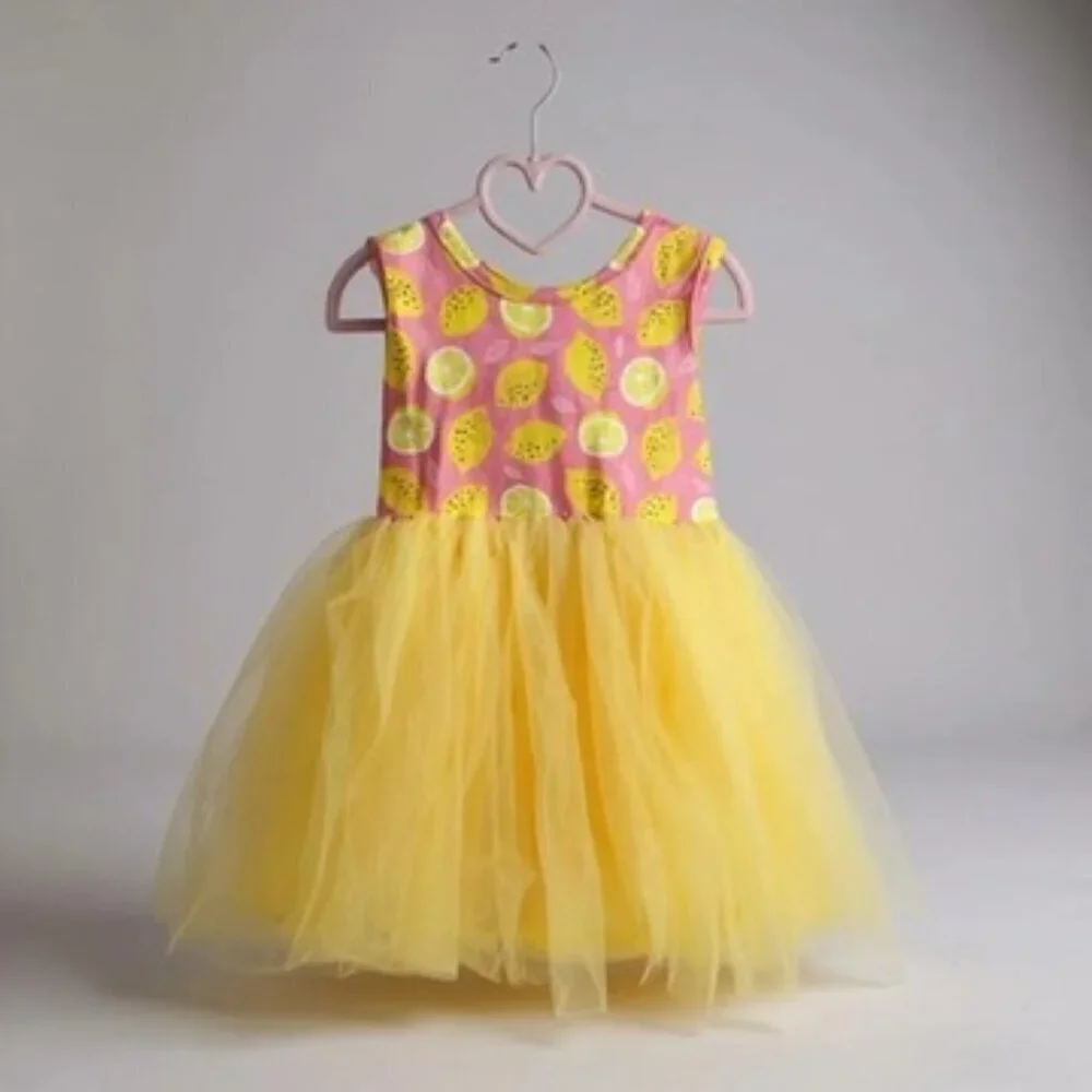 Girls Lemon Yellow Tutu Dress NWT